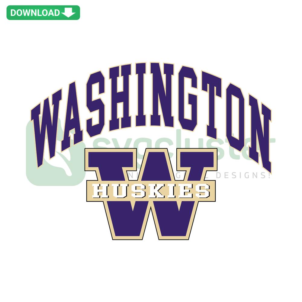 Washington Huskies NCAA SVG Digital Download: Purple & gold mascot logo, Cricut ready, ideal for crafts, shirts, stencils.