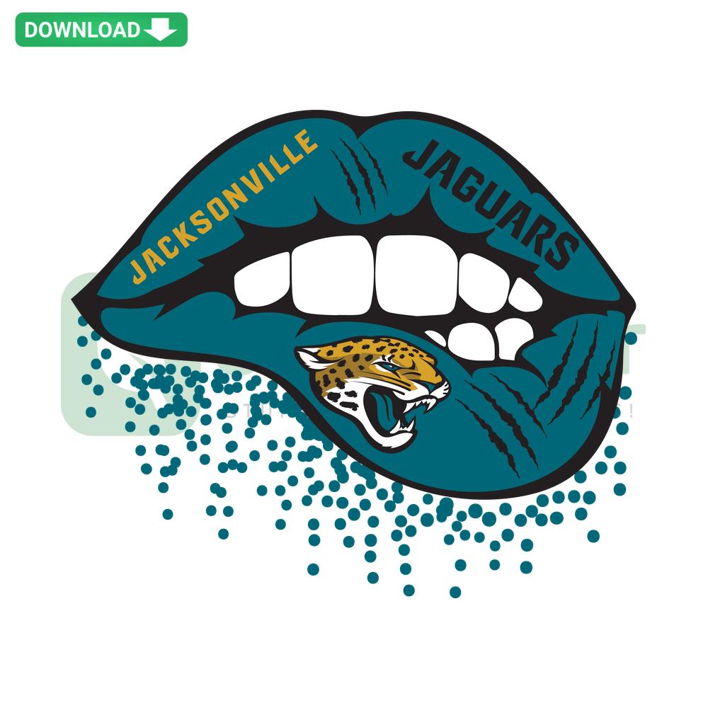 Jacksonville Jaguars Inspired Lips SVG with team colors, perfect for Cricut projects, fan gear, and DIY crafts.