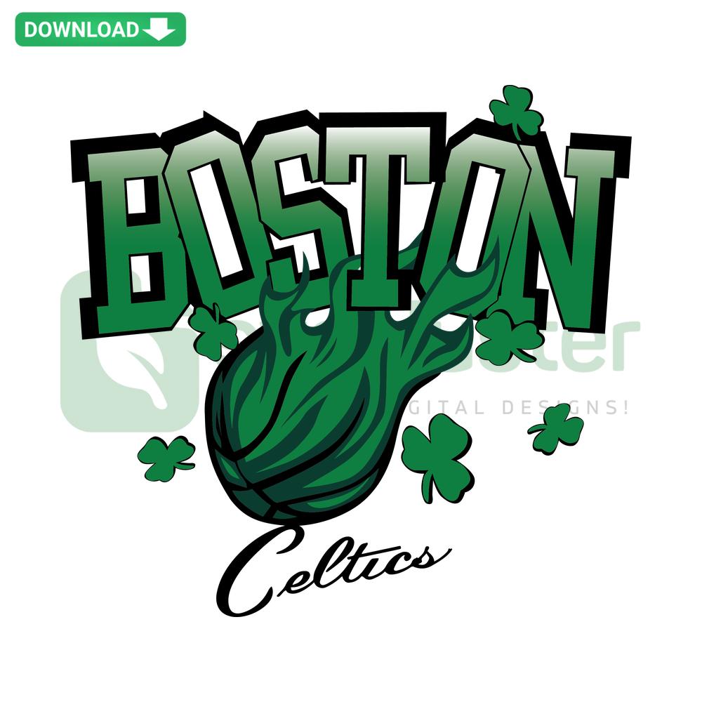 Boston Celtics Vintage Basketball SVG: Retro NBA Logo, Classic Green Clover, SVG Cut File for Crafts & DIY Projects