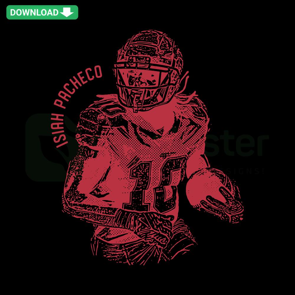 Vintage Isiah Pacheco Kansas City Chiefs SVG design, featuring retro style, perfect for Cricut crafting projects and sports fans.