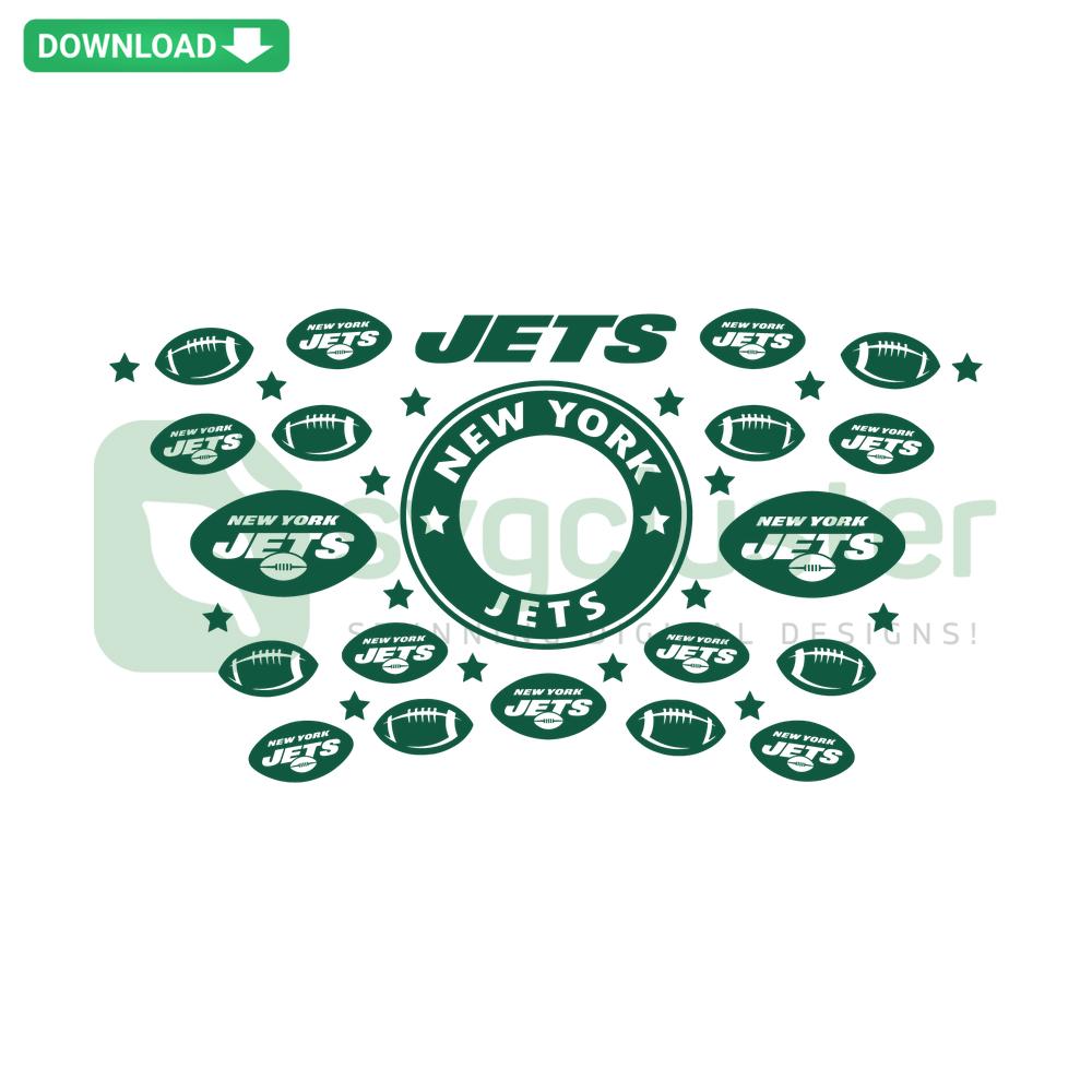 New York Jets Starbucks Wrap SVG, customizable digital design with team logo, ideal for commercial projects, download now.
