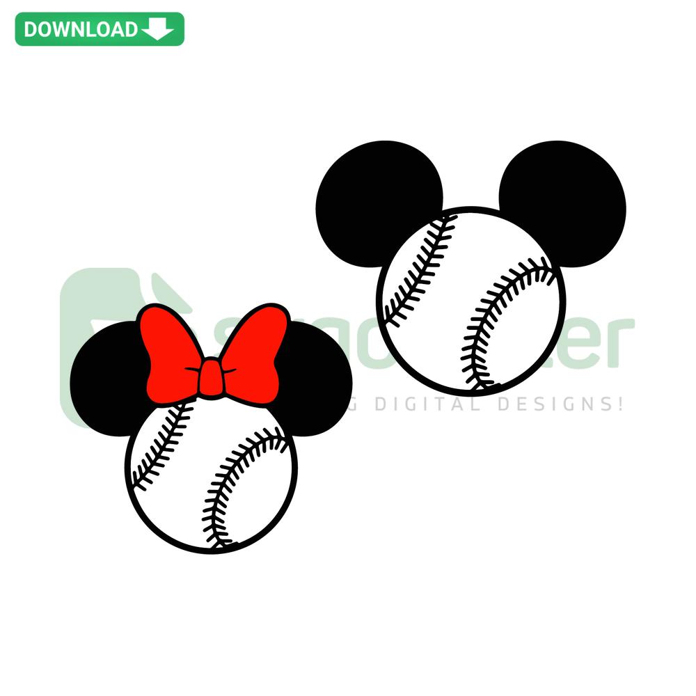 Minnie Mouse Baseball-themed craft project using SVG design