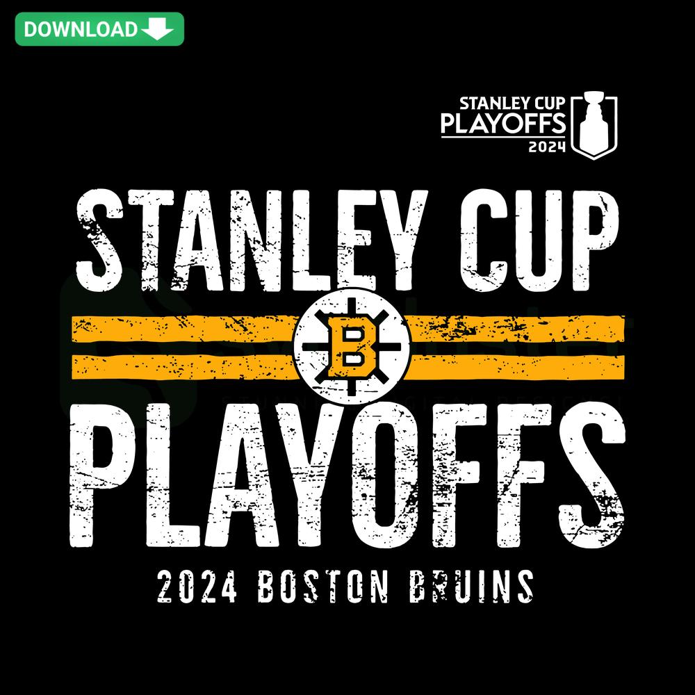 Retro Boston Bruins 2024 Stanley Cup Playoffs NHL SVG design; vintage hockey-themed, printable craft graphic.