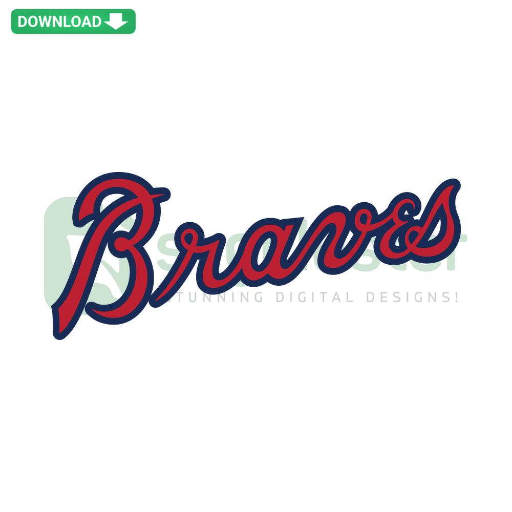 Atlanta Braves Text Logo SVG Digital Download: Bold blue serif font with Braves emblazoned across, ideal for design projects.