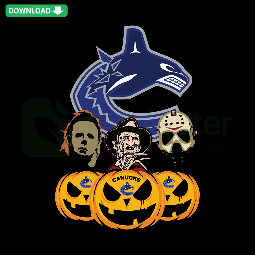 Vancouver Canucks Halloween SVG: Horror Movie Pumpkin Design, Instant Download Graphic for Designers