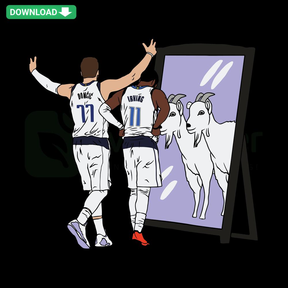 Luka Doncic Kyrie Irving Mirror GOATs SVG Design, Dallas Mavs Vector Art, NBA Players Graphic, Digital Download