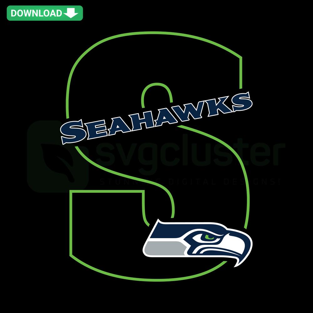 Seattle Seahawks SVG logo design featuring team colors, unique patterns, digital download, perfect for DIY crafts & fan projects.