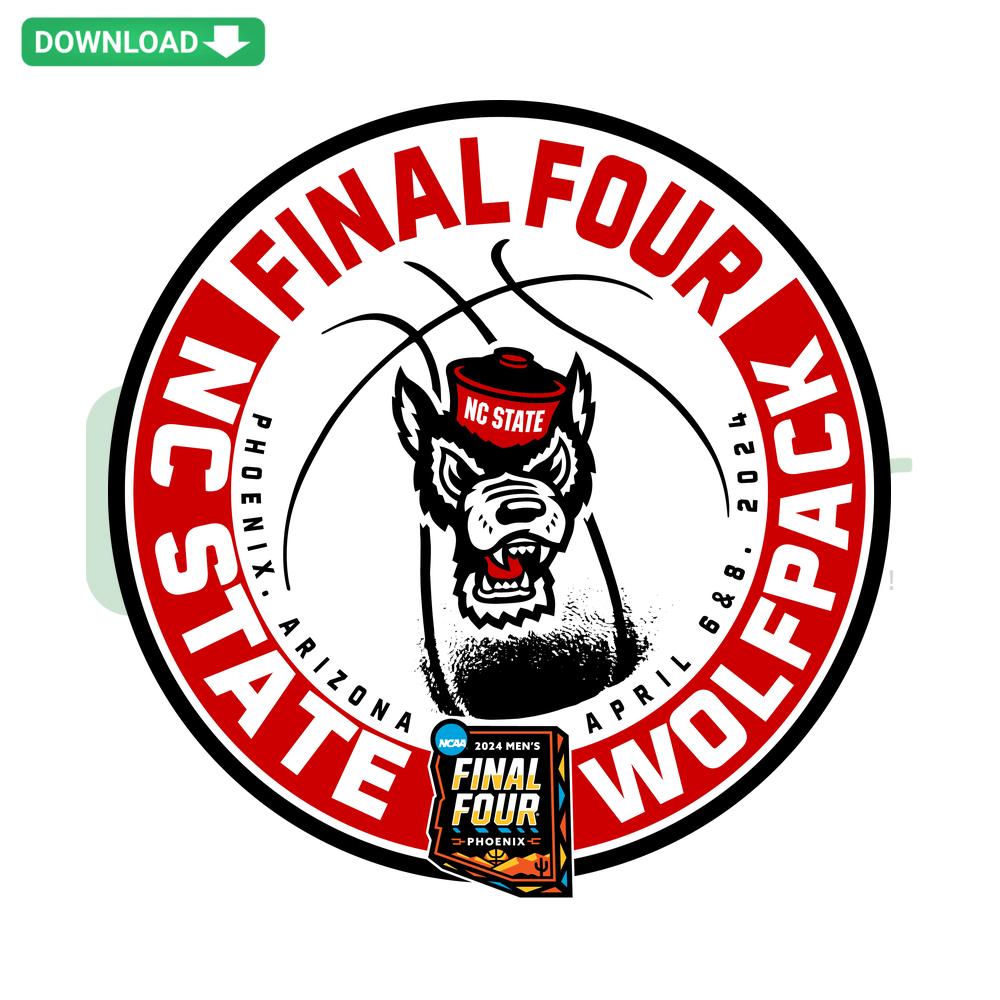 NC State Wolfpack 2024 Final Four Basketball SVG, Printable Craft Design: Bold red wolf logo, text design for DIY projects.