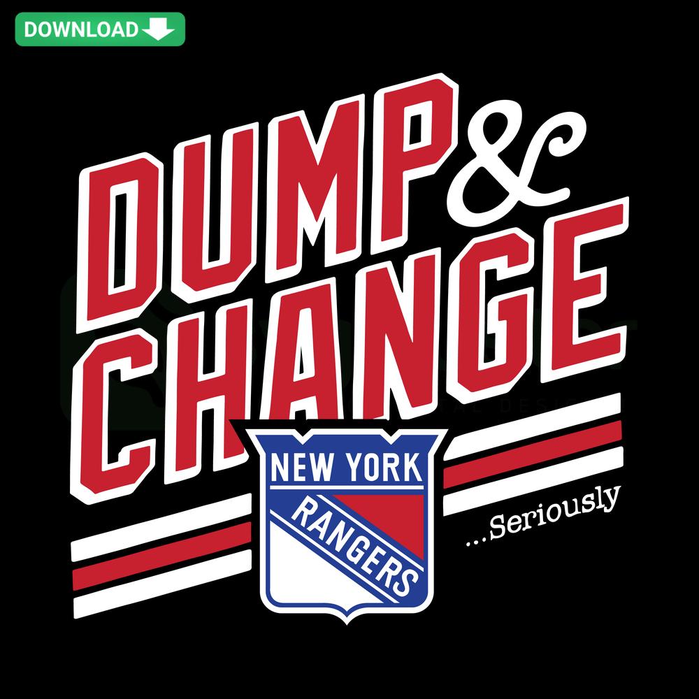 New York Rangers Hockey SVG; sleek premium design for designers, featuring Dump And Change text, ideal for sports-themed projects.