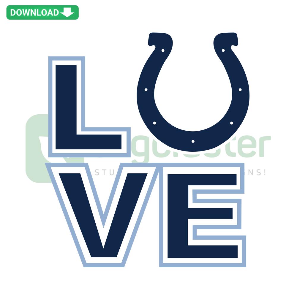 Indianapolis Colts helmet SVG design for Cricut, featuring Love text in team colors. Perfect digital download for fans.