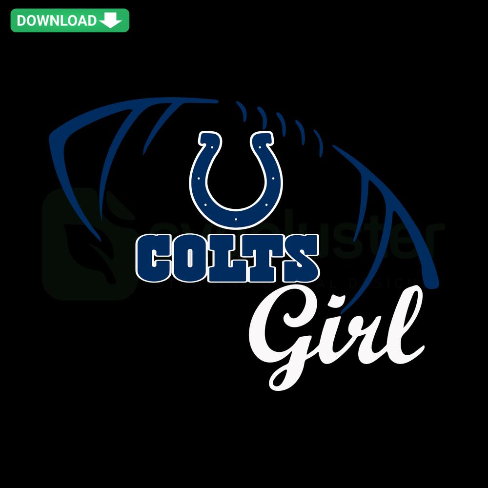 Colts Girl Football SVG for T-Shirts: Digital Download, Stylized Text with Football Graphic, Ideal for Sports Apparel Designs
