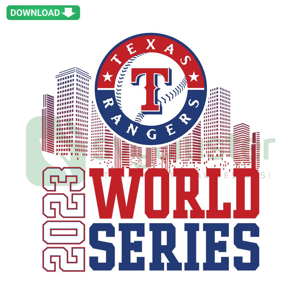 Texas Rangers 2023 World Series SVG download, vector graphics with team logo and championship design for digital use.