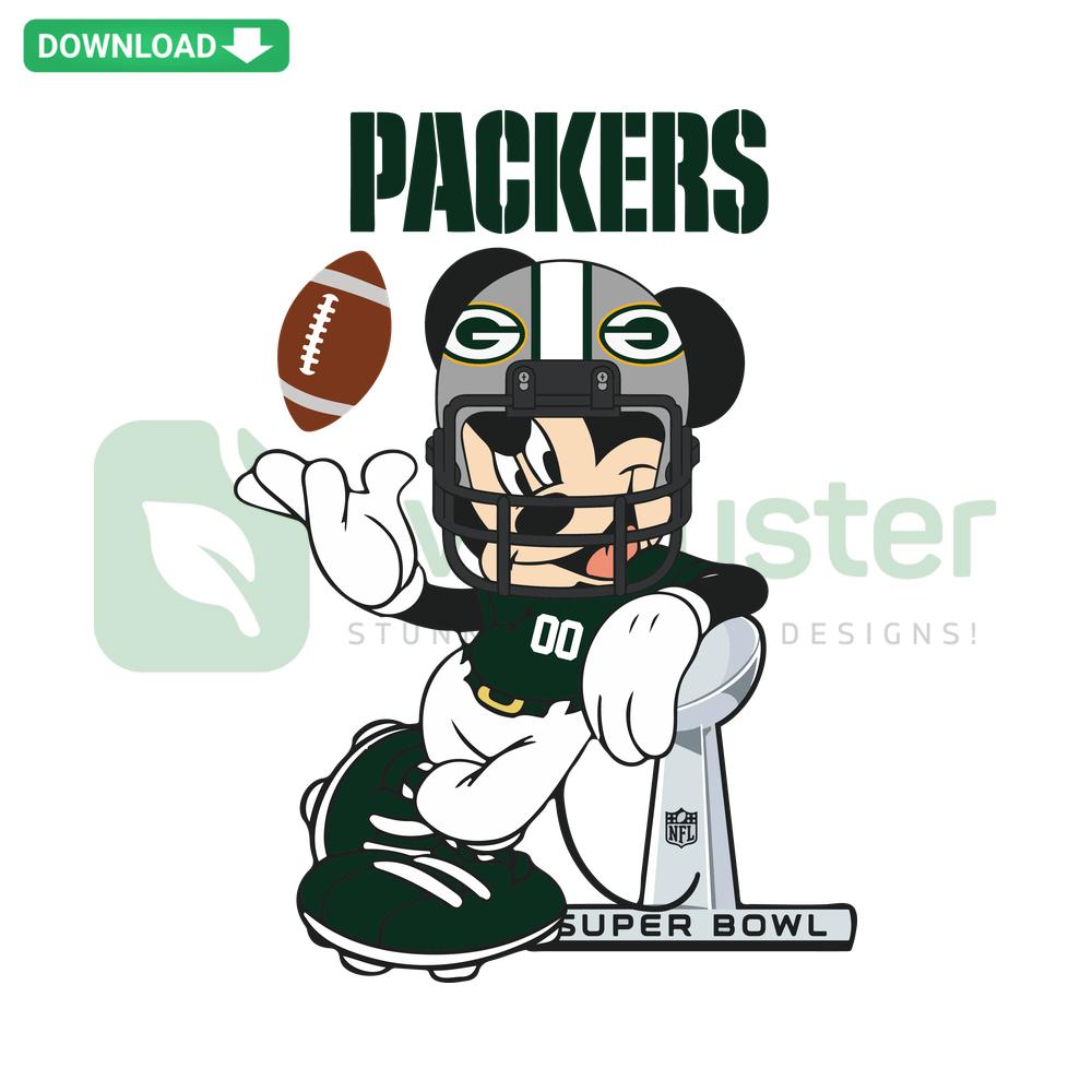 Green Bay Packers Mickey Mouse SVG Design - Football Themed Home Decor, Digital Cut File, SVG for Cricut Silhouette