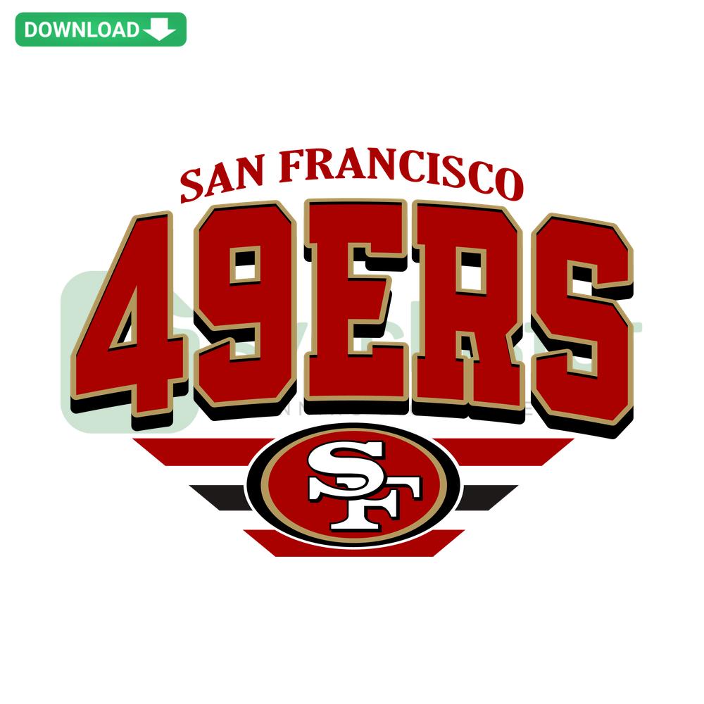 Vintage San Francisco 49ers Football SVG design featuring classic 49ers logo, perfect for wall art or decor. Downloadable SVG files.