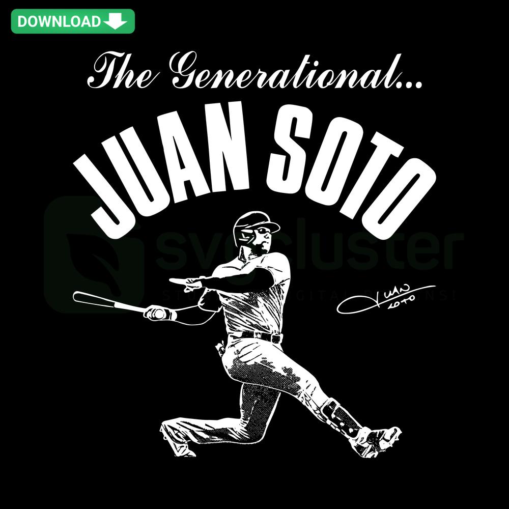 Generational Juan Soto New York Yankees MLB SVG, sleek vector design featuring iconic player motif, perfect for baseball fan graphics.