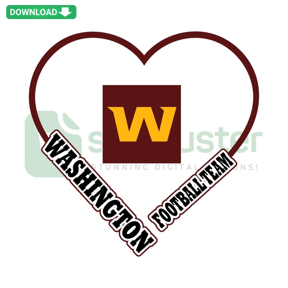 Washington Football Team Heart SVG, digital download for Cricut, team logo in heart shape, perfect for crafting and customization.
