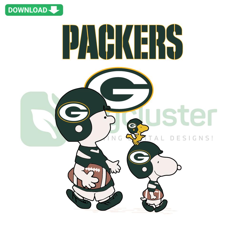 Snoopy Peanuts Green Bay Packers SVG design, custom SVG files featuring Snoopy in team gear, perfect for Peanuts fans and Packers supporters.
