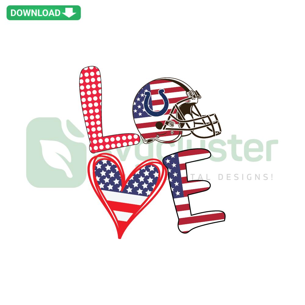 Indianapolis Colts Independence Day SVG Design, Instant Download, Heart-Shaped Colts Logo with Stars and Stripes Celebration Theme