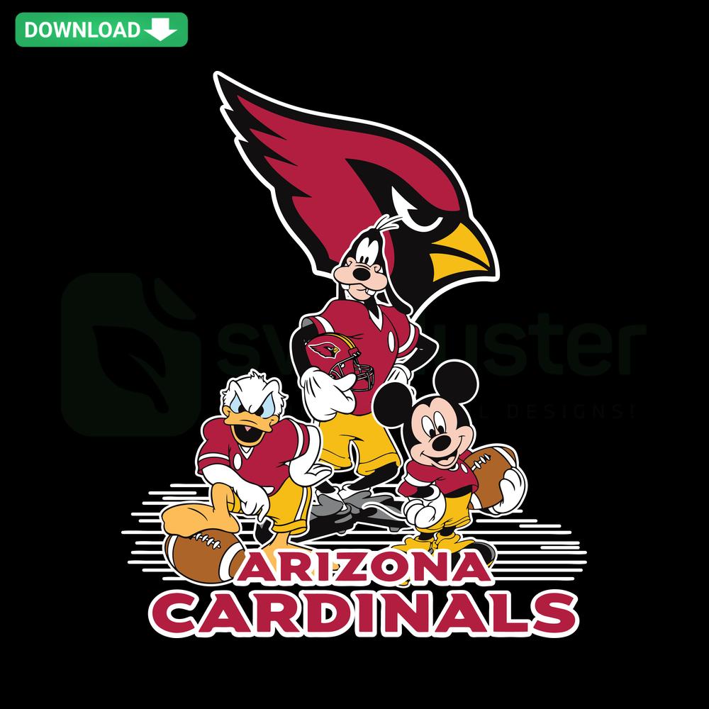 Mickey Mouse in Arizona Cardinals jersey, American football, SVG, Cricut digital files, sports-themed crafting design.