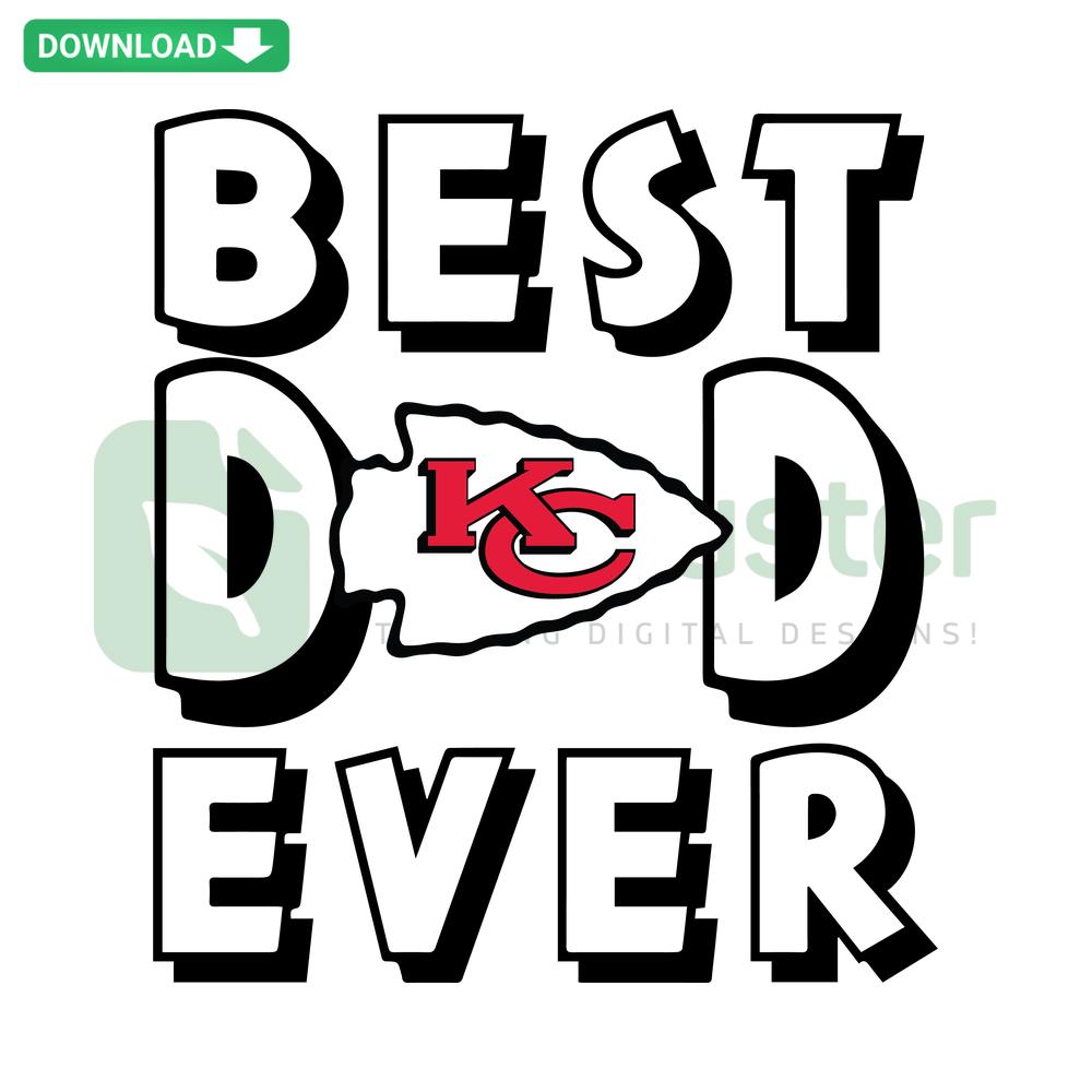 Kansas City Chiefs Best Dad Ever SVG, red and gold football-themed design, perfect for Father's Day DIY projects, cut files included.