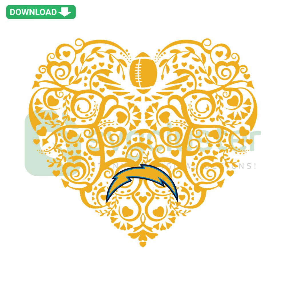 Los Angeles Chargers Football Heart SVG Design, Chargers Logo in Heart Shape, Ideal for Designers, SVG Download