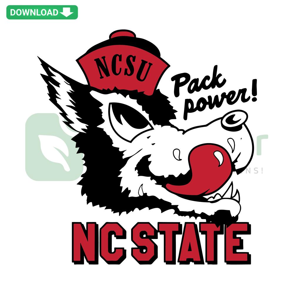 Vintage NC State Pack Power SVG Download - Editable SVG for Cricut, NCAA-themed design featuring retro wolfpack graphics.