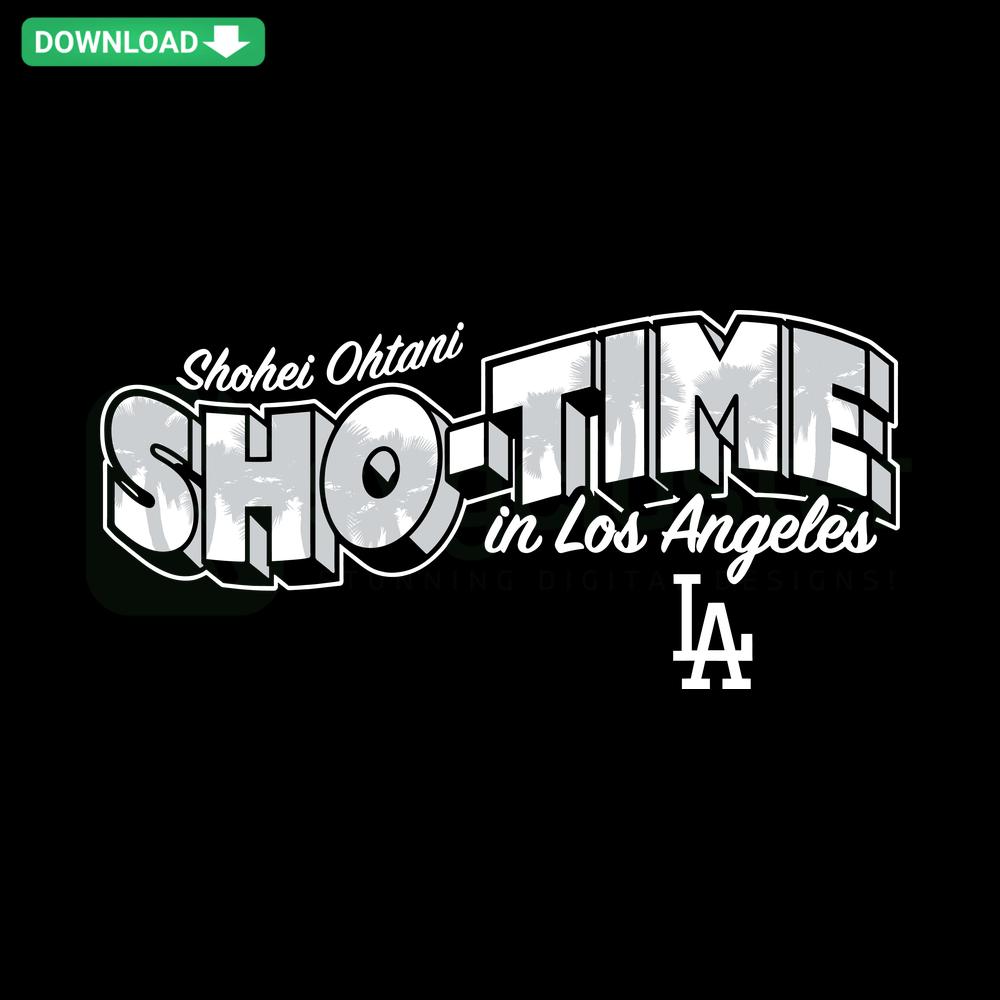 Los Angeles Dodgers Shohei Ohtani SVG with baseball patterns, Sho Time design, perfect for craft projects and DIY creations.