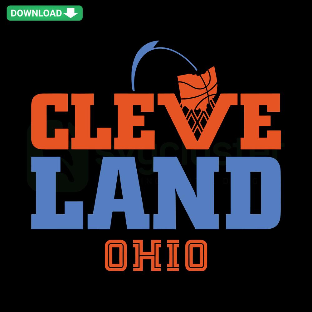 Cleveland Basketball Net Ohio SVG Editable Digital Download Design, Customizable SVG File for Crafts and DIY Projects