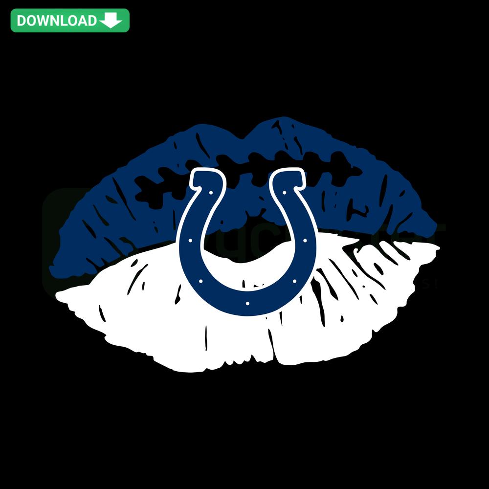 Indianapolis Colts NFL Lips SVG, blue and white lipstick graphic with team logo, digital download, instant sports-themed design.