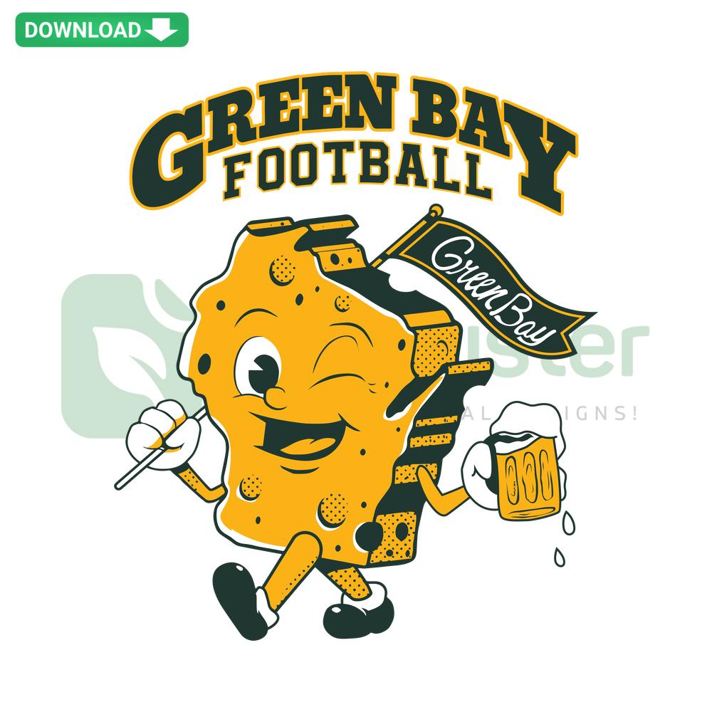 Comical Wisconsin Green Bay cheese SVG clip art featuring a cheese wedge illustration, ideal for digital download projects.
