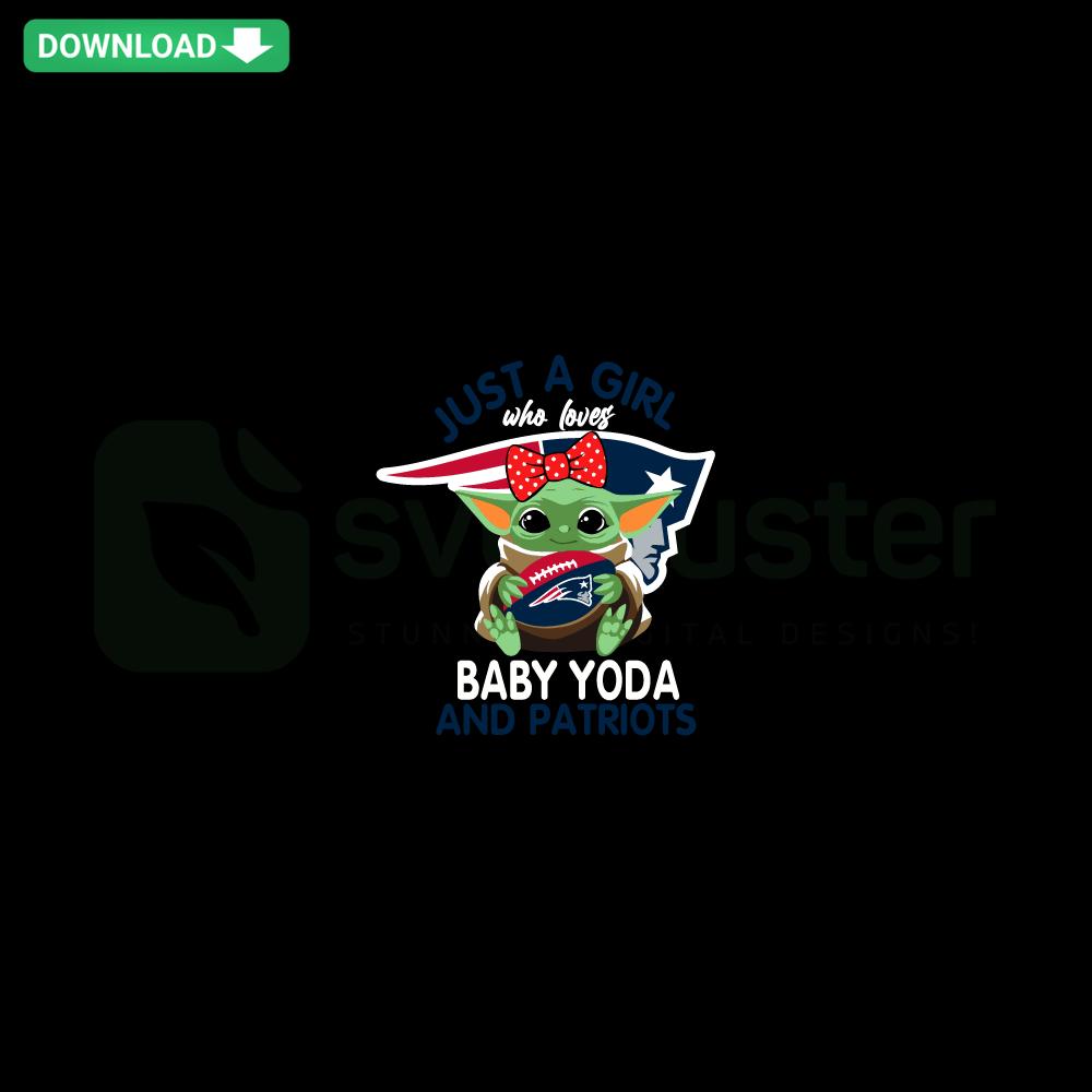 Baby Yoda & New England Patriots SVG: Cute girl design, digital printable file for fans. Clipart, shirt graphics, Cricut use.