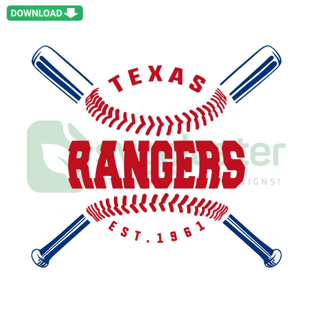 Texas Rangers Baseball Est 1961 SVG design, instant digital download, bold text and vintage style emblem, perfect for craft projects.