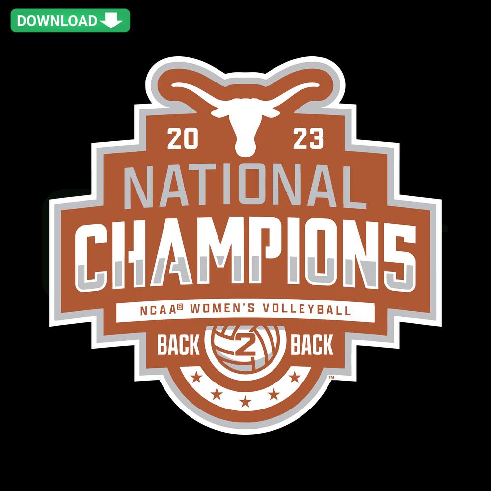 Texas Longhorns 2023 NCAA Women's Volleyball Champions SVG, detailed patterns for craft projects, vibrant sports-themed design.