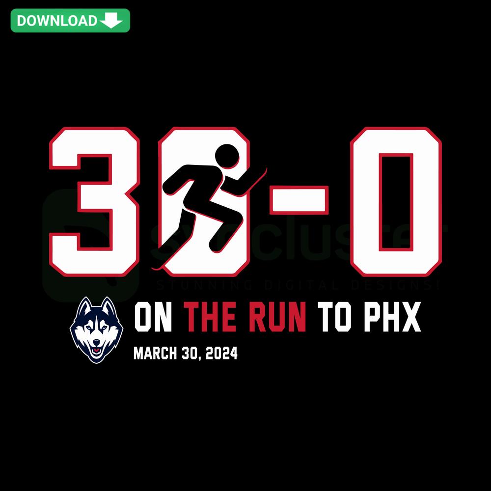 UConn Huskies PHX Run SVG for Cricut; digital download features dynamic running husky logo, perfect for sports enthusiasts.