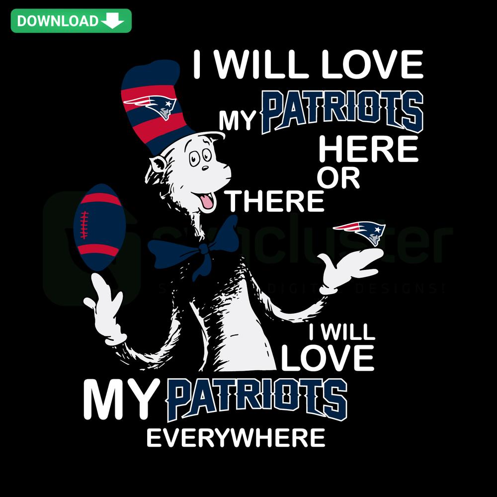 Dr Seuss New England Patriots SVG download, cartoon football-themed design perfect for scrapbooking and creative DIY projects.