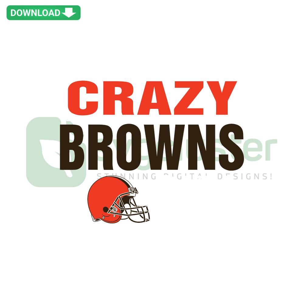 Cleveland Browns Crazy Girl SVG design featuring bold team colors and playful fonts for unique sports fan apparel crafting.