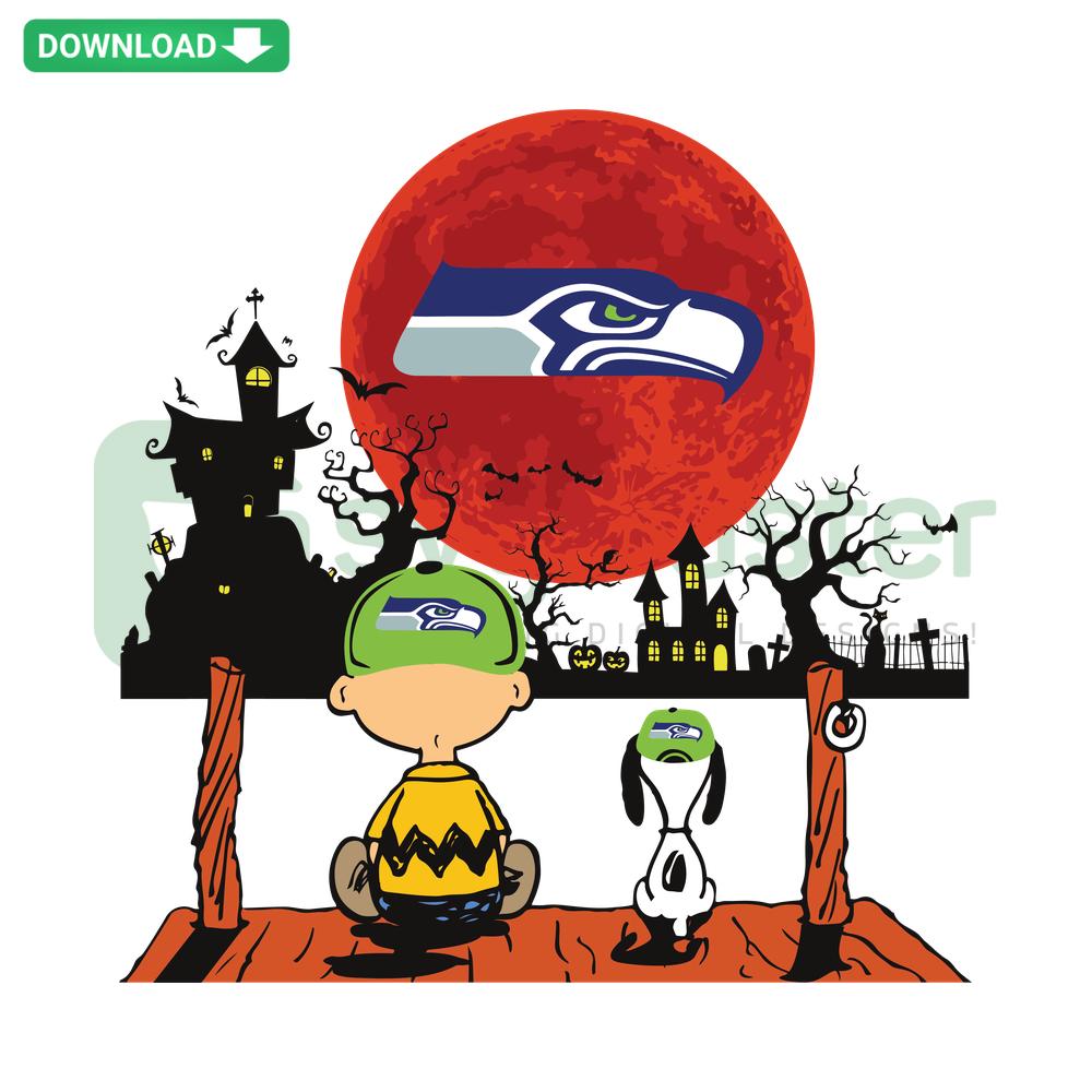 Charlie Brown Snoopy Seattle Seahawks SVG, Cartoon Duo SVG File, Peanuts Characters, NFL Team Logo, Digital Design Collection