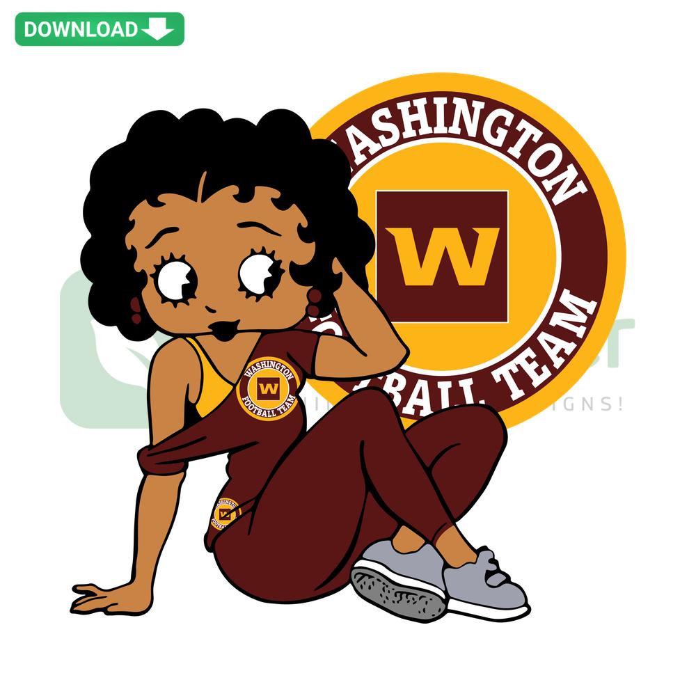 Washington Football Team Betty Boop SVG, commercial-use SVG file, cartoon character in team colors, sports-themed digital design.