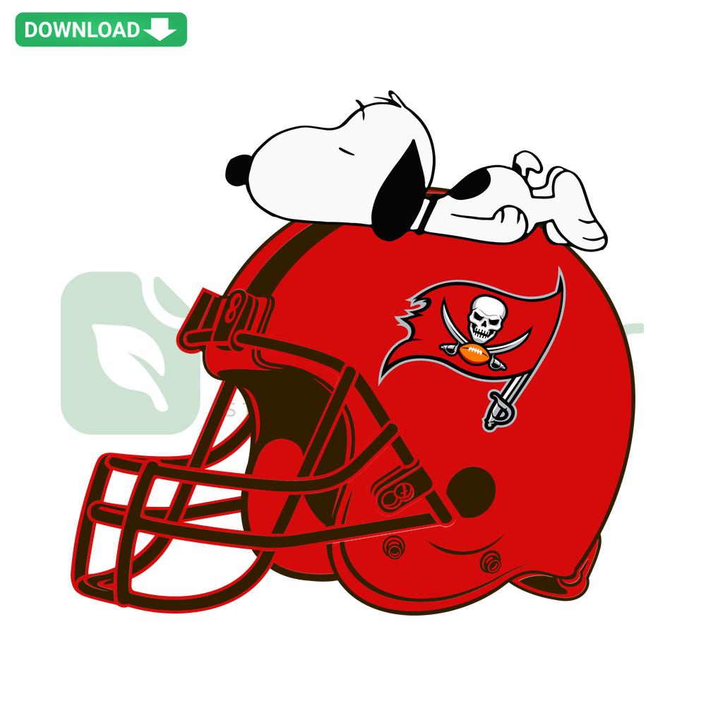 Snoopy Lying on Tampa Bay Buccaneers Helmet SVG, Vector Graphic Download, NFL Themed Snoopy Art