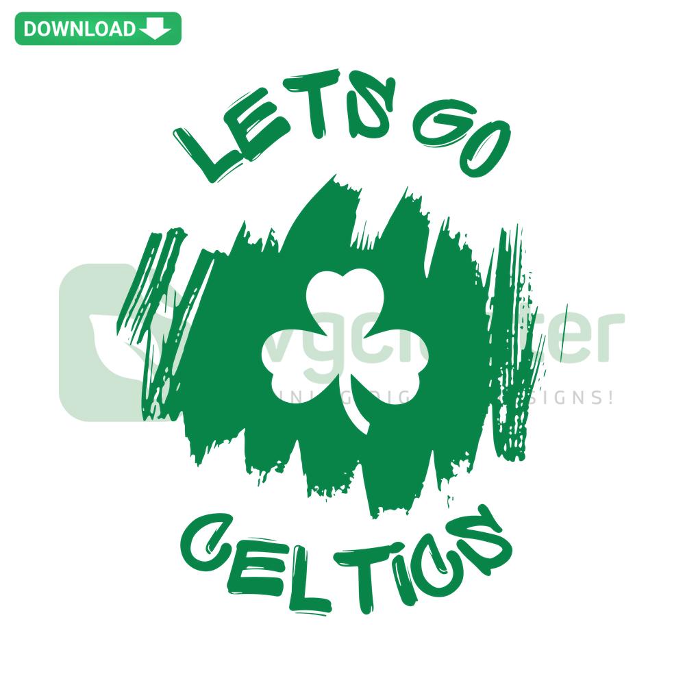 Retro Let's Go Celtics Basketball SVG Design, Printable Craft, Digital Download, Sports Theme, SVG for Cricut, Vintage Celtics Design