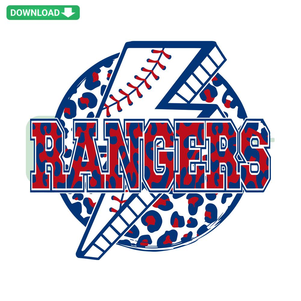 Lightning Leopard Baseball Rangers SVG Cutting File – Fierce leopard with bold lightning accents, perfect for sports crafting.