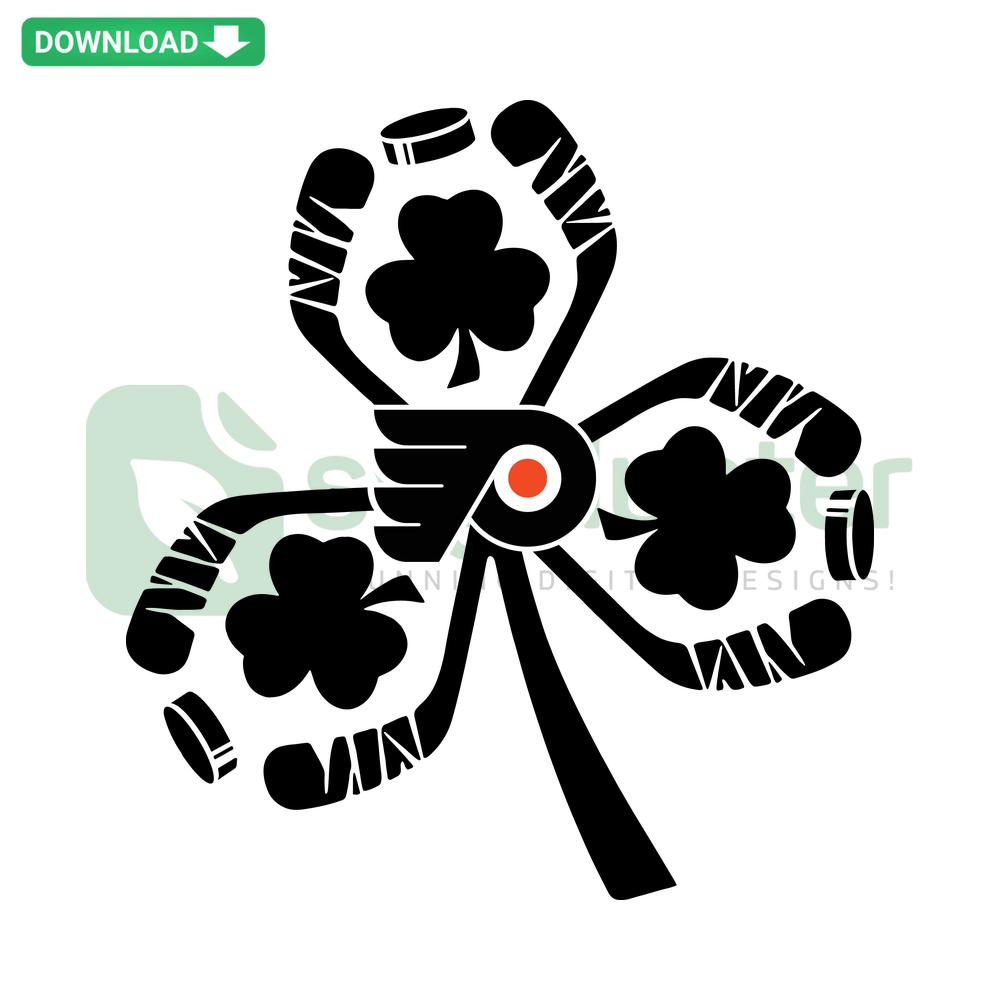 Philadelphia Flyers St Patricks Day Shamrock Hockey SVG, Vector Graphics Download, Irish-themed sports design.