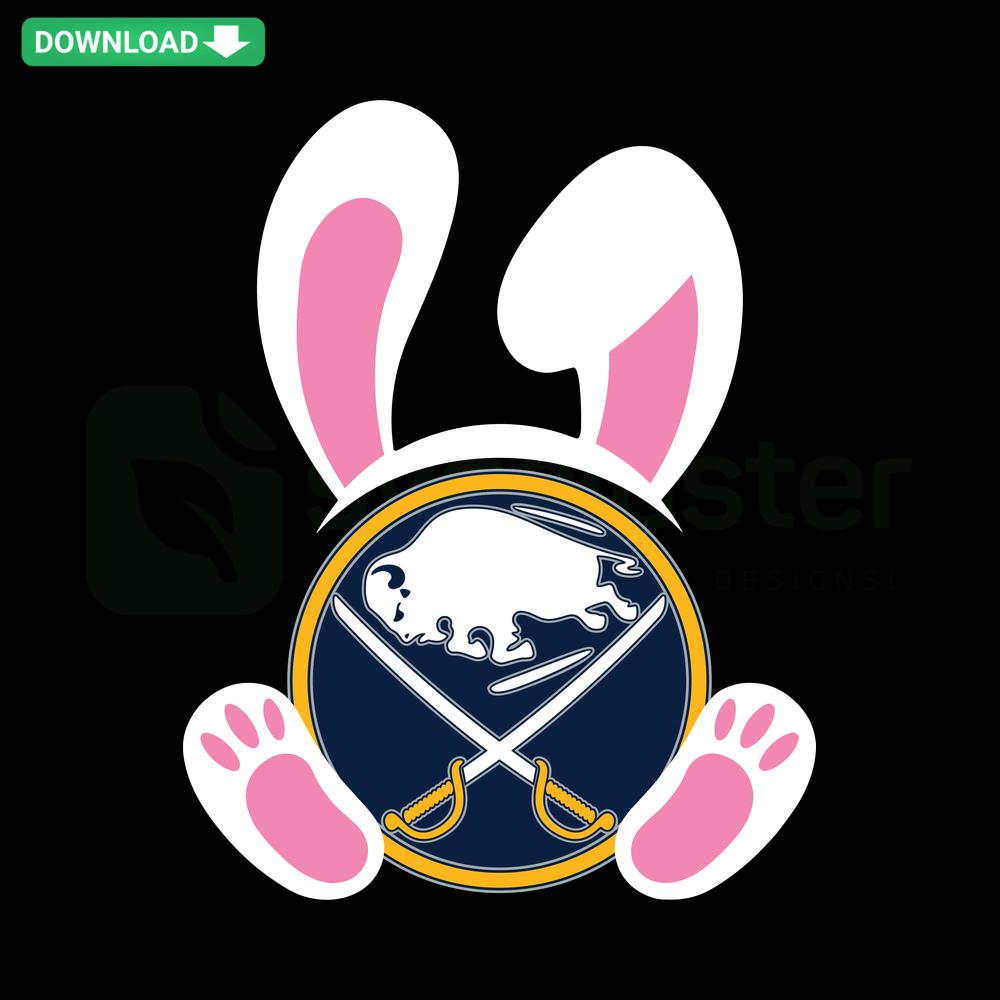 Buffalo Sabres Easter Bunny SVG, cute bunny in team colors, digital design, festive hockey-themed download, SVG resources.