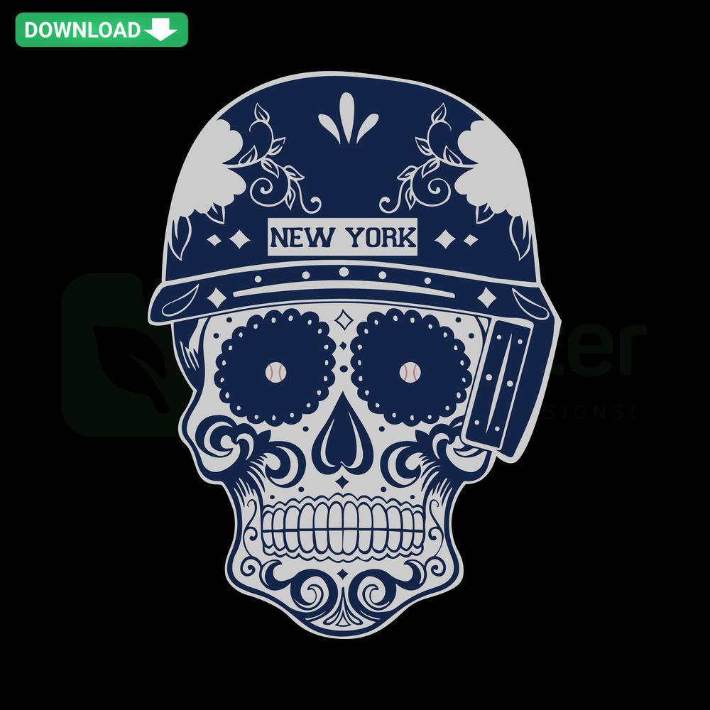 Illustrated New York Yankees skull SVG design, perfect for crafting, digital downloads, and printable projects.