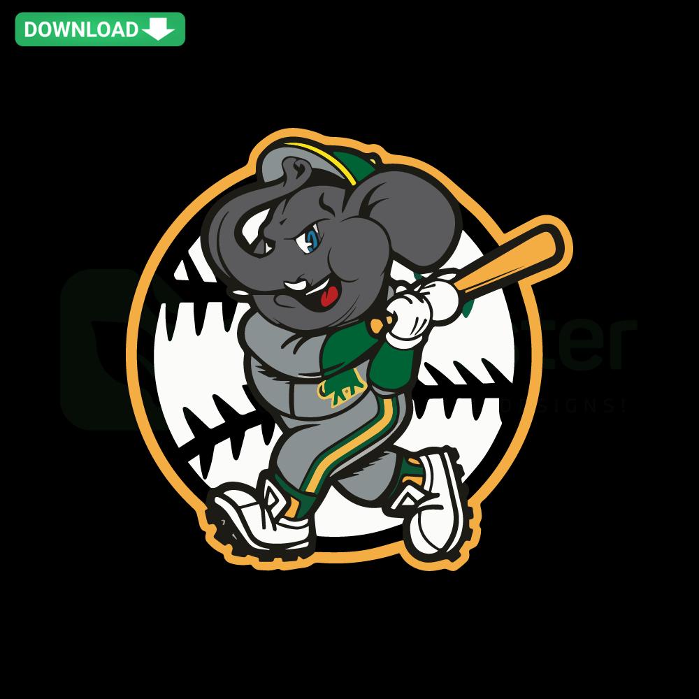 Oakland As Elephant Baseball SVG, MLB Vector Art, Digital Download, Sports Graphic, Elephant Mascot, Oakland Athletics Logo Design