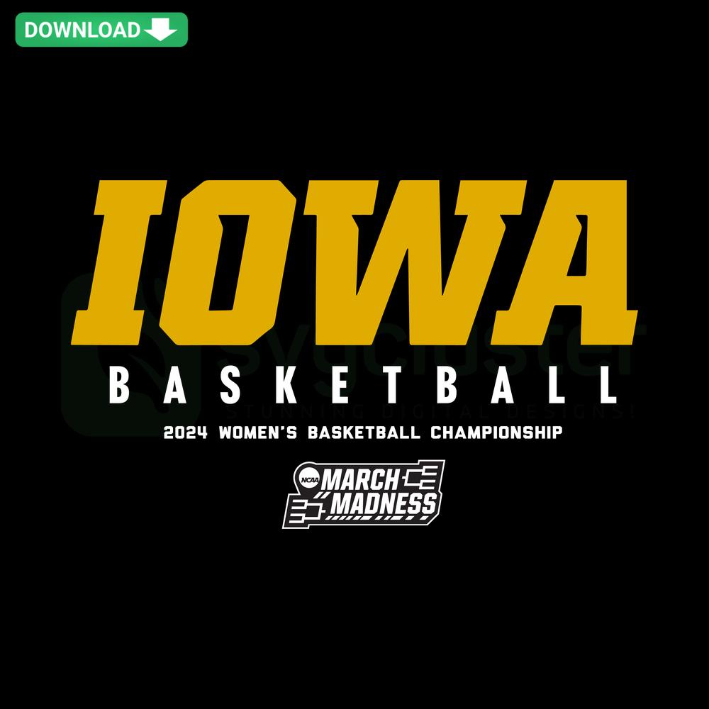 Iowa Women's Basketball 2024 NCAA Tournament SVG, stylish team logo with intricate design elements, perfect for custom apparel.