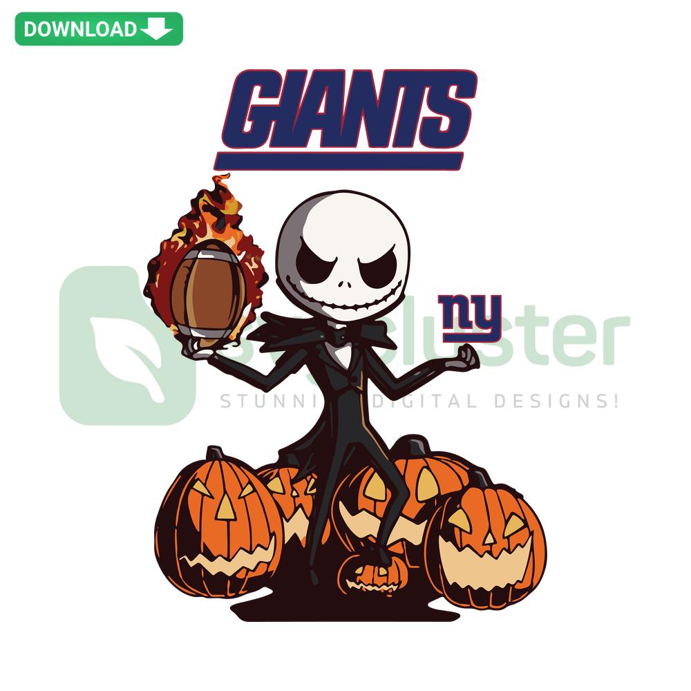 New York Giants Jack Skellington Halloween SVG, Cricut ready, featuring Jack in Giants attire, perfect for Halloween crafts.