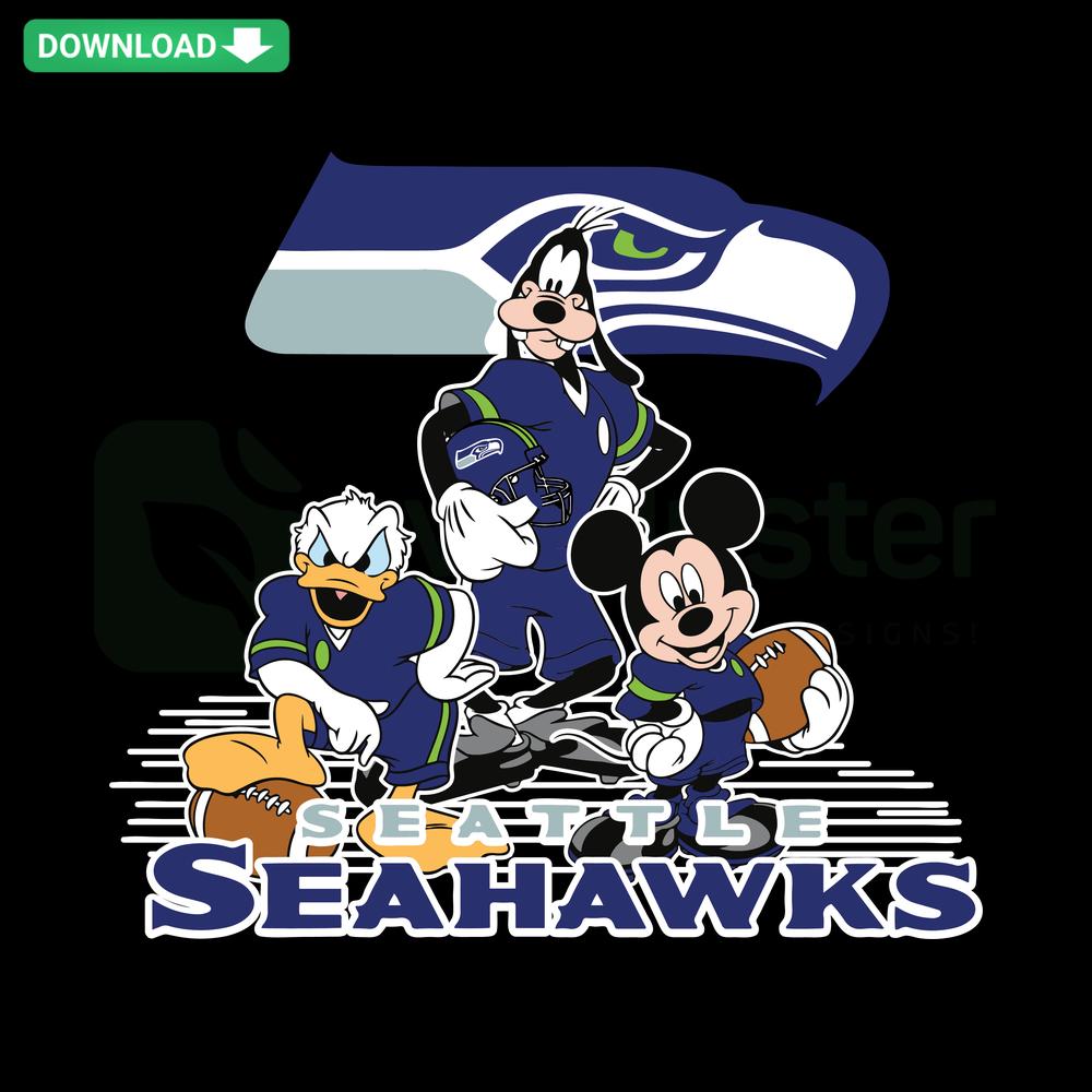 Mickey Mouse Seattle Seahawks Football SVG Design, Perfect for Scrapbooking, American Football, Sports Theme, Cut Files
