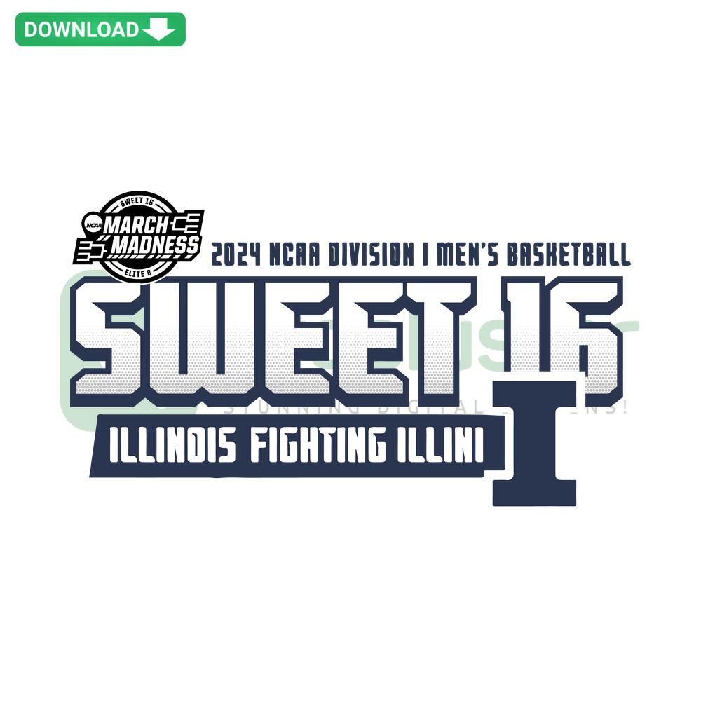 Illinois MBB 2024 Sweet Sixteen SVG Design, Commercially Usable SVG Files, Orange & Blue Graphics, College Basketball Art