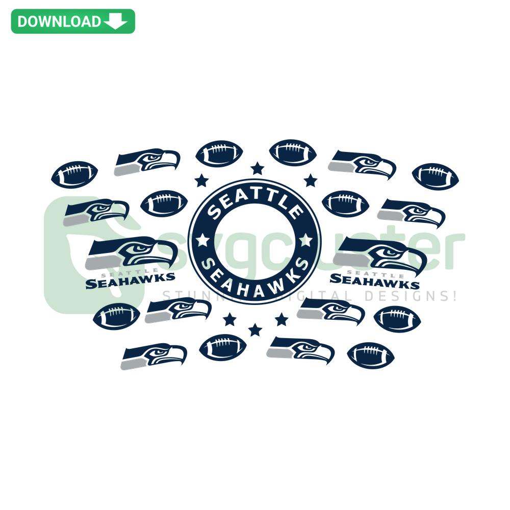 Seattle Seahawks Starbucks Wrap SVG: Bold team logo and colors, perfect for custom designer projects and crafts.
